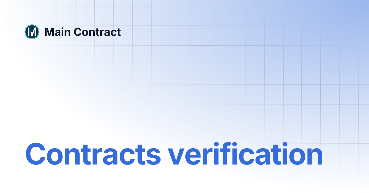Contracts verification | Main Contract